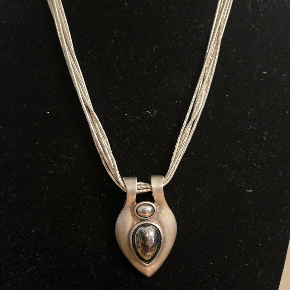 CHICO'S  MODERNIST PENDANT "SPIRIT" w CHINESE CHARACTERS 6 STRAND NECKLACE 20"